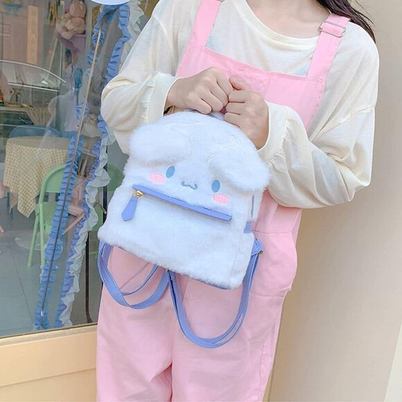 🆕 Accene Cute Furry Plush Bag Girl White Cinnamorol Kids Backpacks - Picture 5 of 7